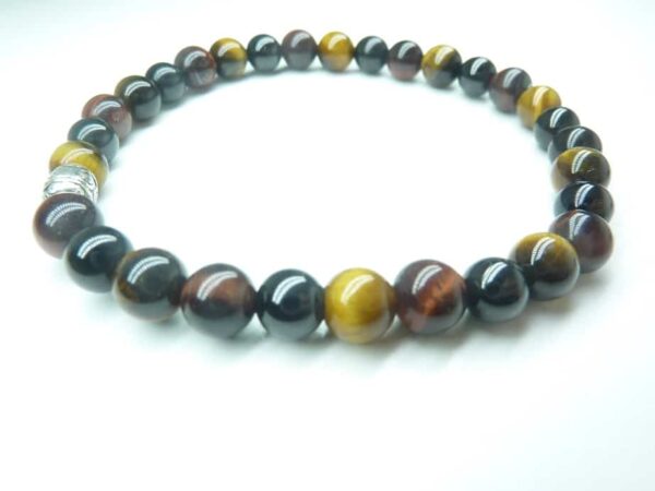 Bracelet Spinelle noir-Oeil de tigre-Oeil de taureau