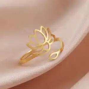 Bague ajustable Fleur de lotus ref or