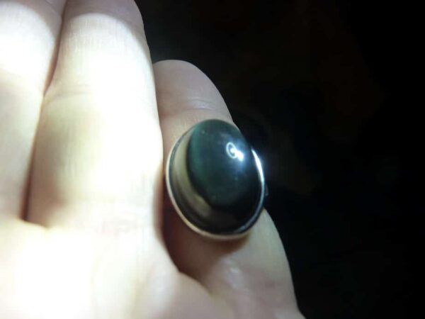 Bague Obsidienne oeil céleste argent 925 taille réglable ref 0902