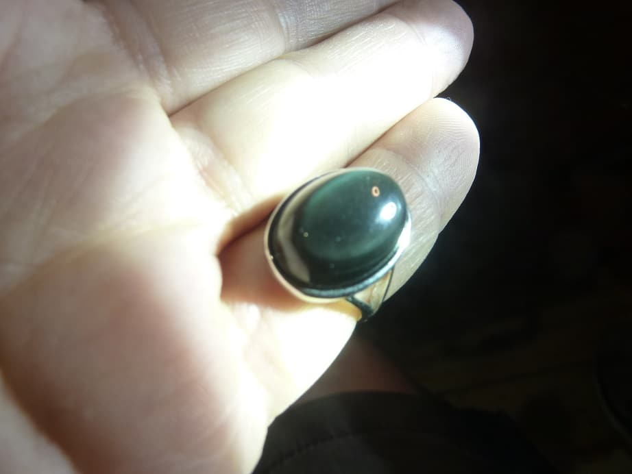 Bague Obsidienne oeil céleste argent 925 taille réglable ref 0902