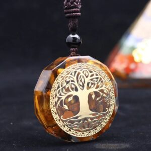 Pendentif orgonite Oeil de tigre - Arbre de vie