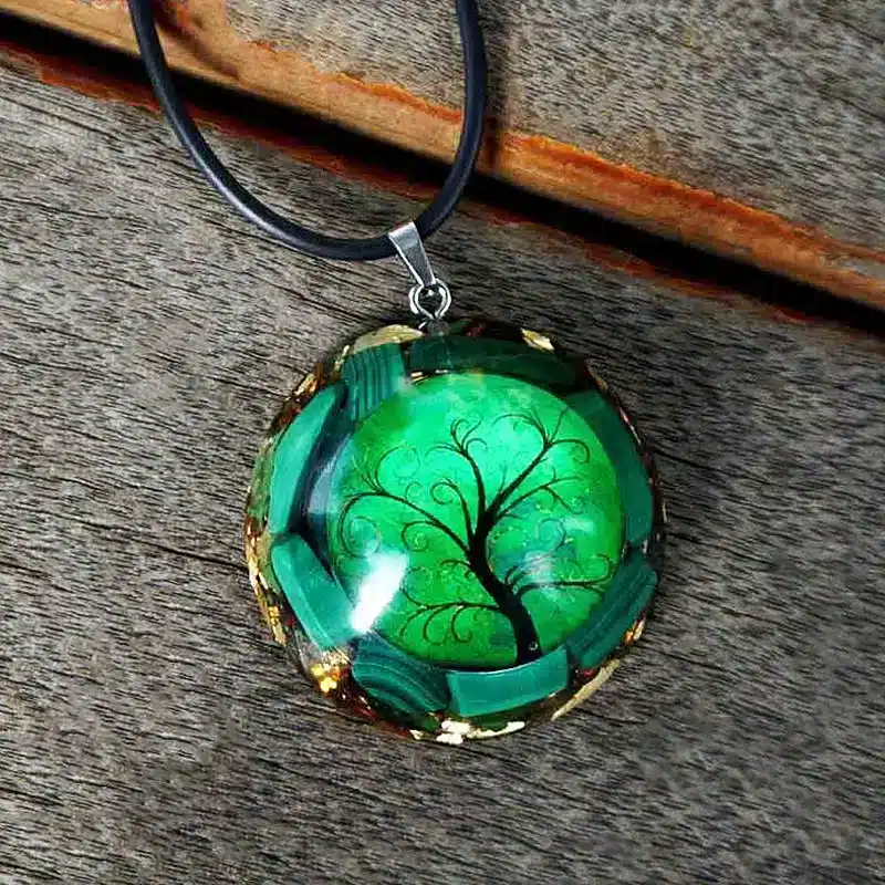 Pendentif orgonite Arbre de vie – Malachite