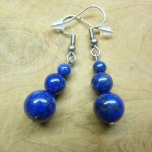 Boucles d'oreilles lapis lazuli perles 8-6-4 mm