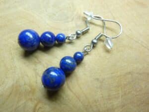 Boucles d'oreilles lapis lazuli perles 8-6-4 mm