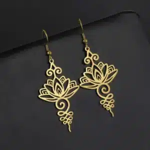 Boucles d'Oreilles Lotus Unalome or