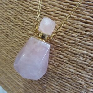 Collier Quartz rose pendentif fiole