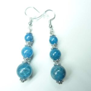 Boucles d'oreilles Apatite perles rondes 10-8-6 mm