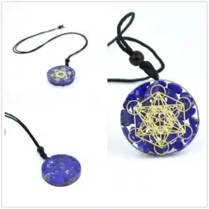 Pendentif orgonite cube Métatron - Lapis lazuli