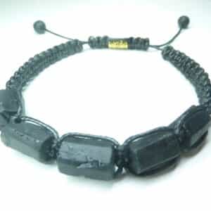 Bracelet Tourmaline noire brute-Pierre de lave réglables