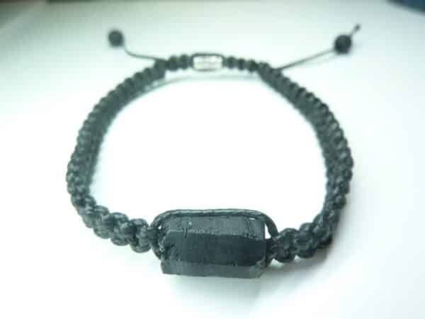 Bracelet Tourmaline noire brute réglable