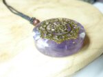 Collier pendentif Sri Yantra-Améthyste orgonite