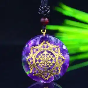 Collier pendentif Sri Yantra-Améthyste orgonite