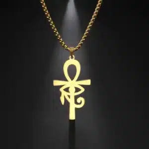 Collier pendentif Croix de Ankh-Oeil d'Horus ref Or