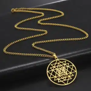 Collier pendentif Sri Yantra en Acier Inoxydable ref Or