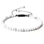 Bracelet Howlite ajustable perles rondes 4 mm