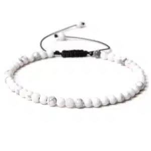 Bracelet Howlite ajustable perles rondes 4 mm