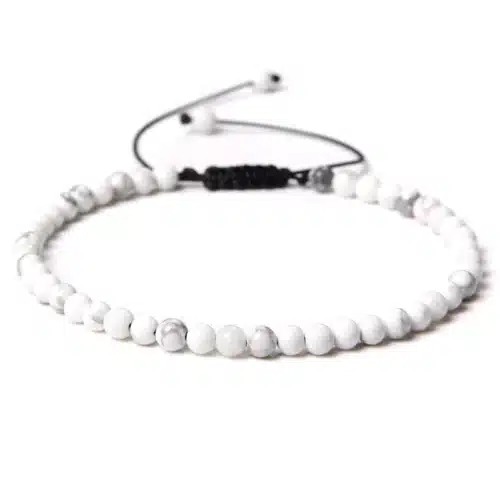 Bracelet Howlite ajustable perles rondes 4 mm