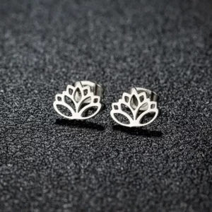 Boucles d'oreilles fleur Lotus ref argent