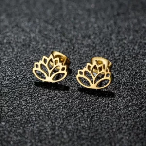 Boucles d'oreilles fleur Lotus ref or