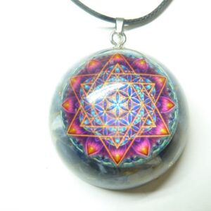 Collier pendentif orgonite cube Métatron - Lapis lazuli