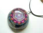 Collier pendentif orgonite cube Métatron - Lapis lazuli