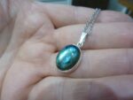 Collier pendentif Labradorite argent 925 GG 423 + chaine acier inoxydable 45 cm