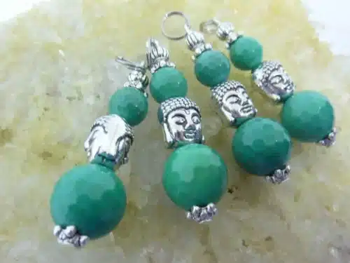 Pendentif Chrysoprase perles à facettes 12-8 mm