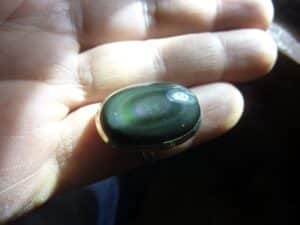 Bague Obsidienne oeil céleste argent 925 taille réglable GG 1001