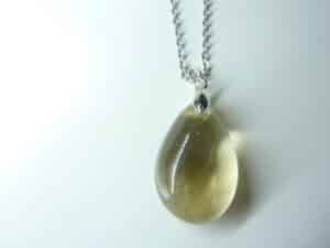 Pendentif citrine argent 925 GG 01 + chaine acier inoxydable 60 cm 