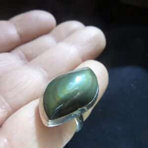 Bague Obsidienne oeil céleste argent 925 taille réglable GG 0103