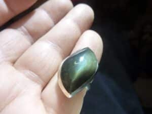 Bague Obsidienne oeil céleste argent 925 taille réglable GG 0103