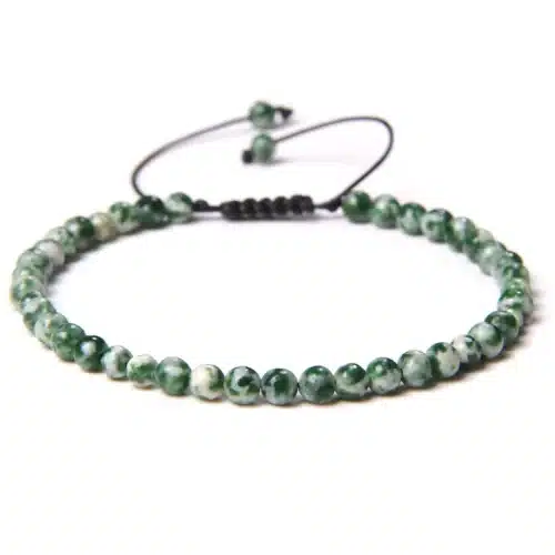 Bracelet agate arbre ajustable Perles rondes 4 mm