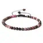 Bracelet Rhodonite ajustable perles rondes 4 mm
