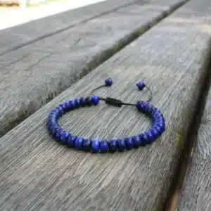 Bracelet Lapis lazuli réglable perles rondelles 7x3 mm