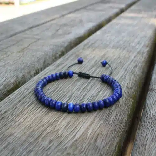 Bracelet Lapis lazuli réglable perles rondelles 7x3 mm