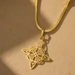 Collier Pendentif noeud de sorcière-Triquetra (Wiccan) ref 02 or