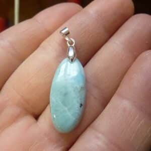 Pendentif Larimar monture argent 925 GG T06