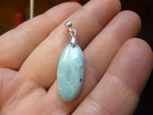 Pendentif Larimar monture argent 925 GG T06