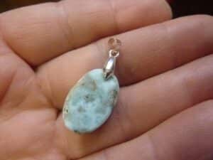 Pendentif Larimar monture argent 925 GG T06