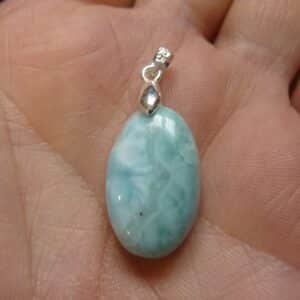 Pendentif Larimar monture argent 925 GG T08