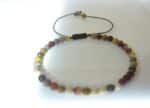 Bracelet Mokaite ajustable perles rondes 4 mm