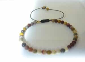 Bracelet Mokaite ajustable perles rondes 4 mm 