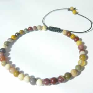Bracelet Mokaite ajustable perles rondes 4 mm