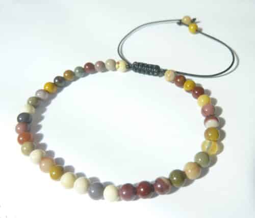 Bracelet Mokaite ajustable perles rondes 4 mm