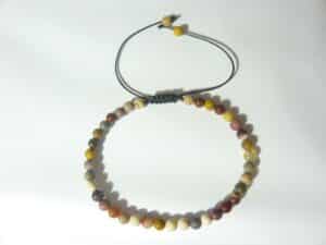 Bracelet Mokaite ajustable perles rondes 4 mm 