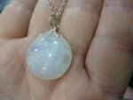 Collier pendentif Pierre de lune GG 186 + chaine acier inoxydable 45 cm