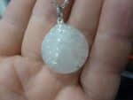 Collier pendentif Pierre de lune GG 93 + chaine acier inoxydable 45 cm