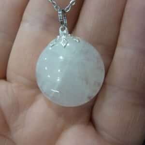 Collier pendentif Pierre de lune GG 93 + chaine acier inoxydable 45 cm