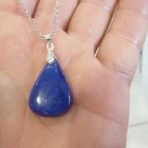 Pendentif Lapis lazuli argent 925 GG 2106 +chaine acier inoxydable 45 cm