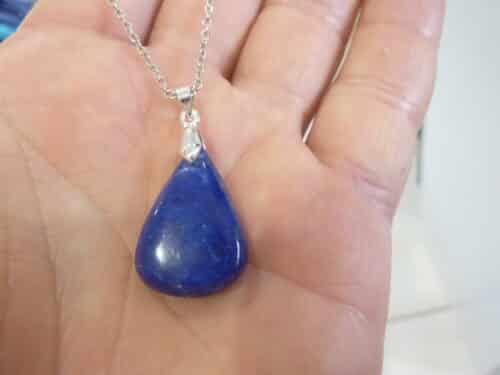 Pendentif Lapis lazuli argent 925 GG 2106 +chaine acier inoxydable 45 cm